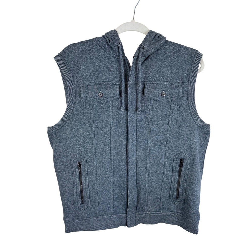 Rock & Republic Womens XL Heather Grey Zip Up Sleeveless Hoodie Vest Jacket